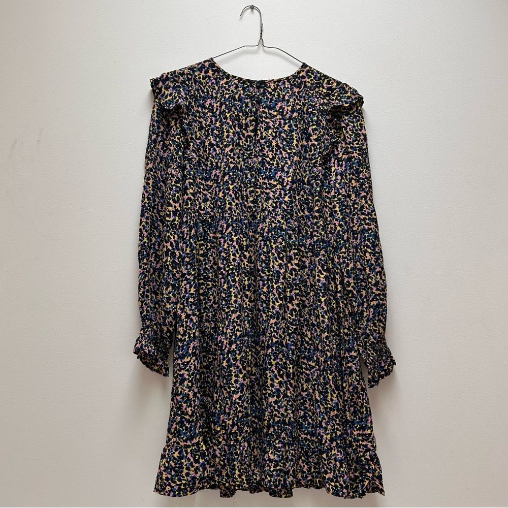 Scotch & Soda Vibrant Patterned Keyhole Front Ruffle Dress